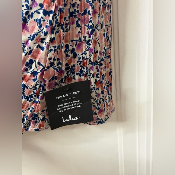 Lulus Express Yourself blush pink floral print satin babydoll dress. Medium New - Picture 8 of 12